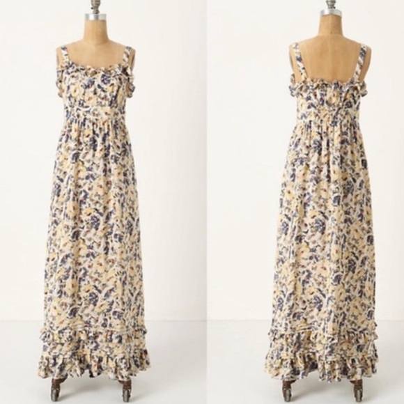 Anthropologie Moulinette Soeurs Hydrangea Petals Silk Maxi Dress